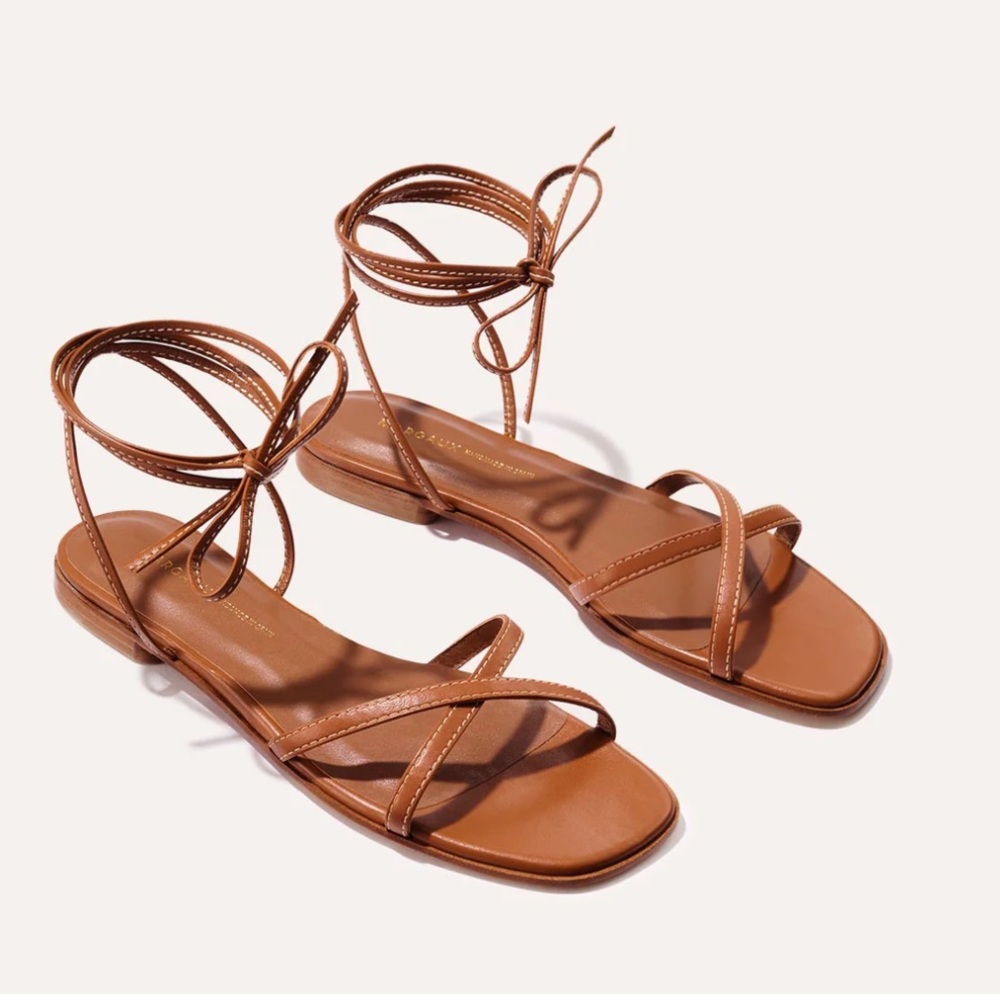 Margaux Brown Leather Lace-Up Wrap Sandal